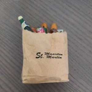 Vintage Sint Martin Netherlands Paper Grocery Bag Refrigerator Magnet
